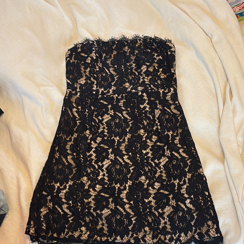 Black Lace Strapless Dress